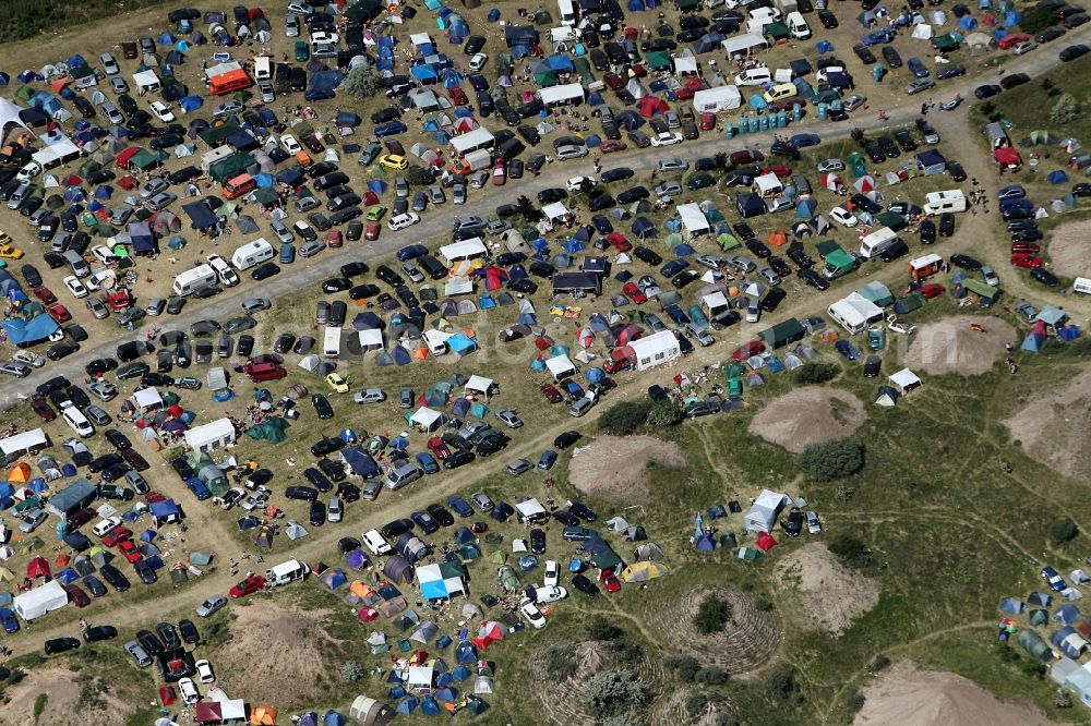 Aerial photograph Muldestausee - Sputnik Spring Break 2012 Festival on the Pouch peninsula in the town of Muldestausee in Saxony-Anhalt