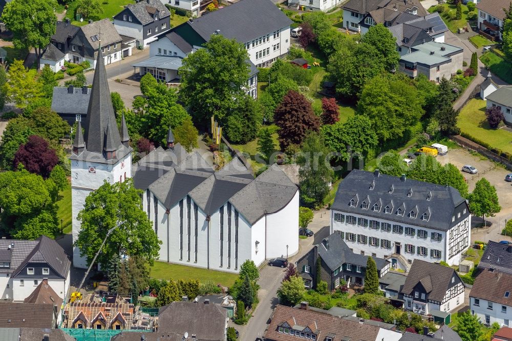 Drolshagen from above - St. Clement's Church in the Clemensstraße in Drolshagen in the state of North Rhine-Westphalia