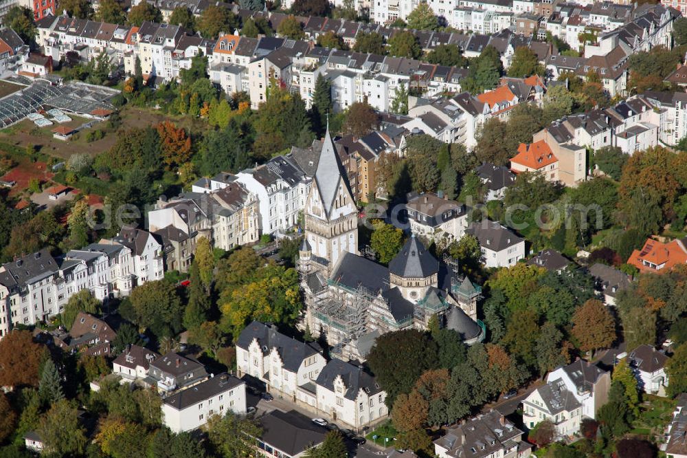 Aerial image Bonn - Blick auf die Stad Bonn mit der neuromanischen St. Elisabeth Kirche im Zentrum. View to the city Bonn with the neo-Romanesque St. Elisabeth church in the center.