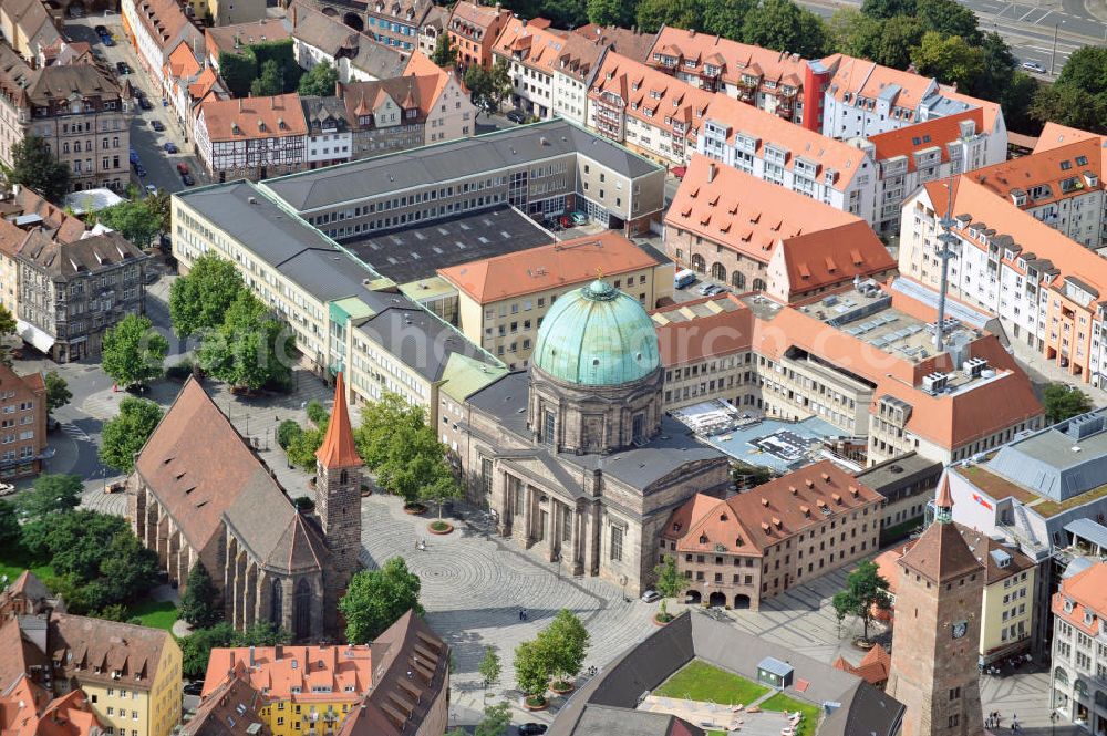 Nürnberg from above - The Elisabethchurch is a Catholic parish church in Nuremberg