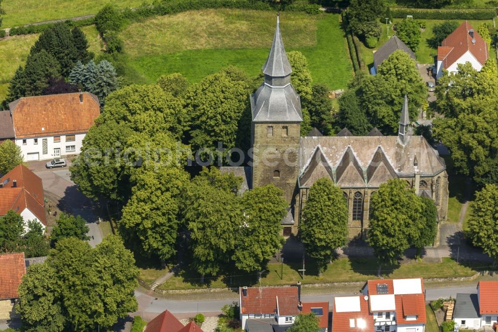 Rüthen from above - Church St. Johannes in Ruethen in the Sauerland in North Rhine-Westphalia