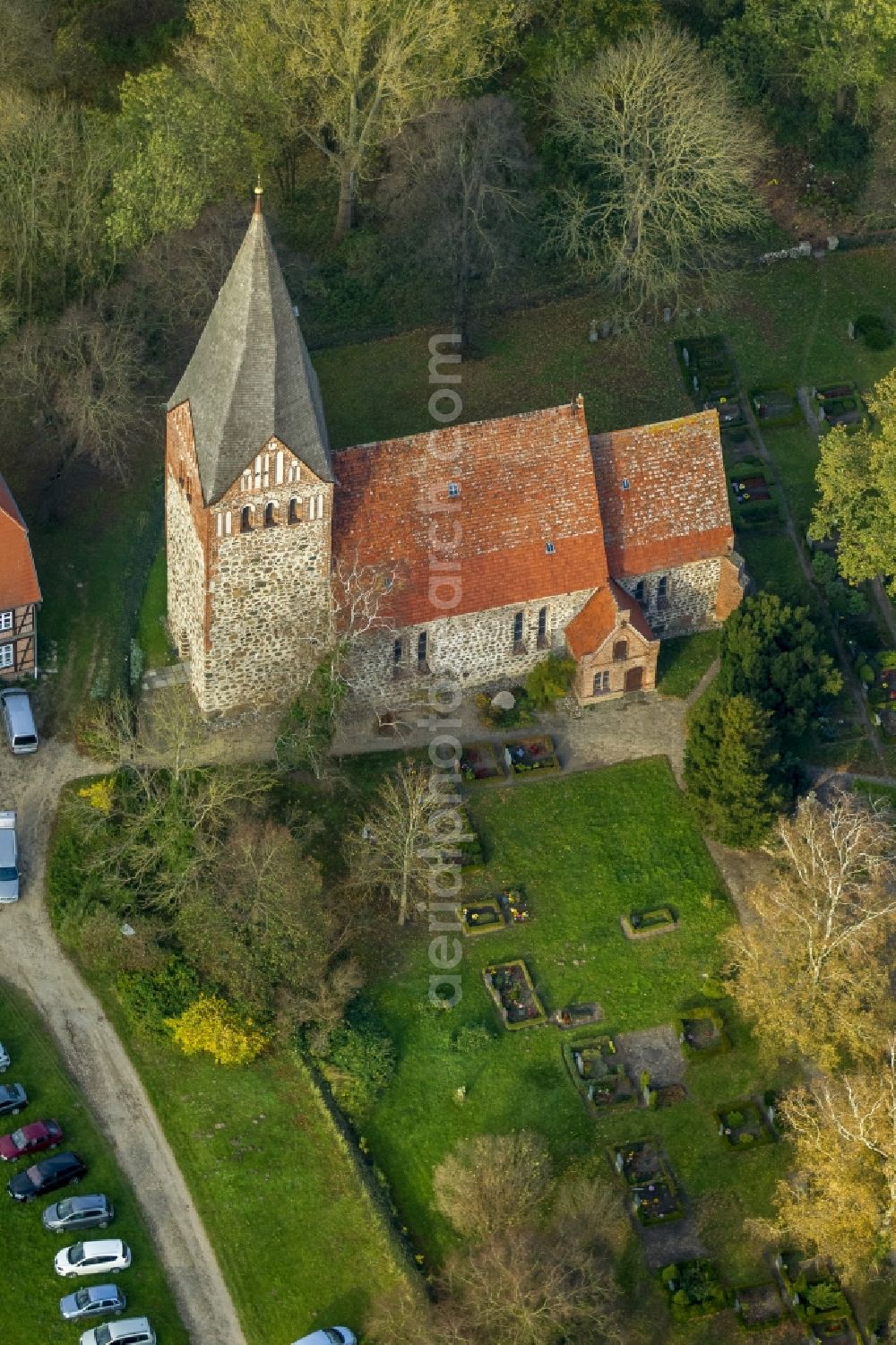 Dargun from above - St. John's Church in Levin Dargun in Mecklenburg - Western Pomerania