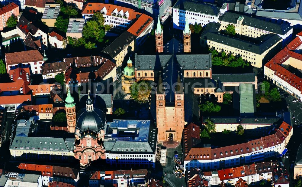 Aerial photograph Würzburg - The St. Kiliansdom at Wurzburg is a Roman Catholic church in the state of Bavaria