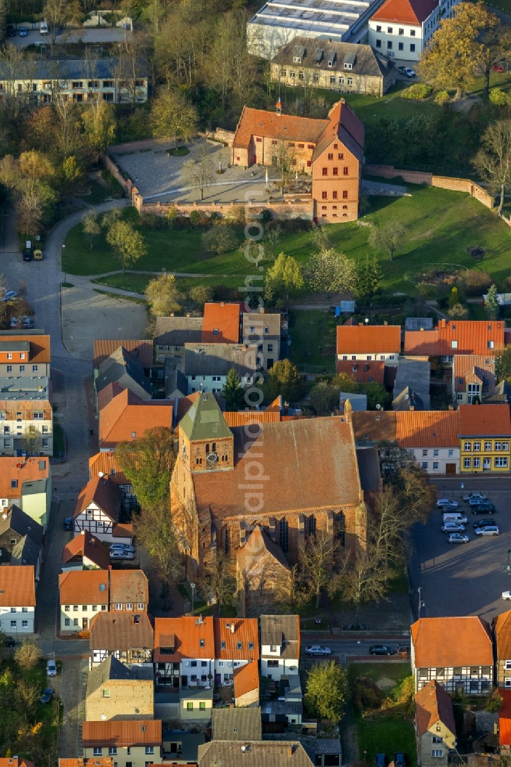 Penzlin from the bird's eye view: St. Mary's Church in the village of Penzlin in Mecklenburg-Western Pomerania