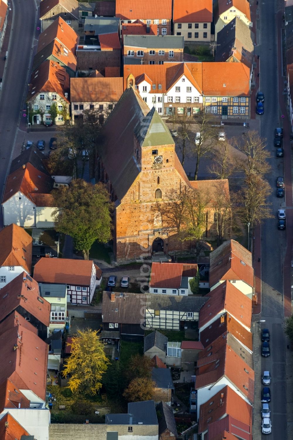 Aerial image Penzlin - St. Mary's Church in the village of Penzlin in Mecklenburg-Western Pomerania