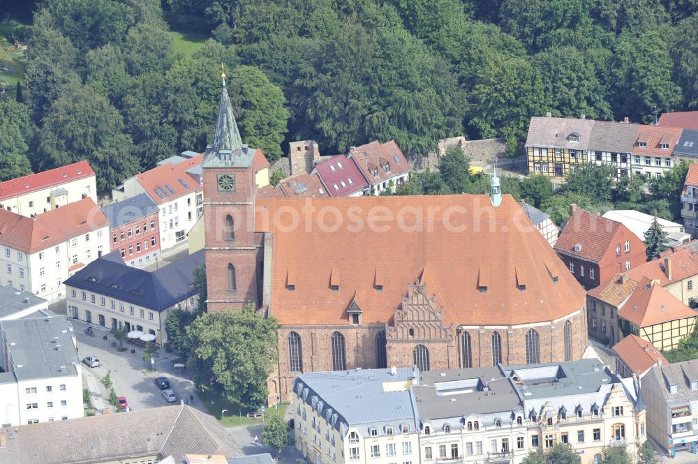 Aerial image Bernau - The Herz-Jesu church is a katholic church near the central station of Bernau. It was built between 1907 and 1908