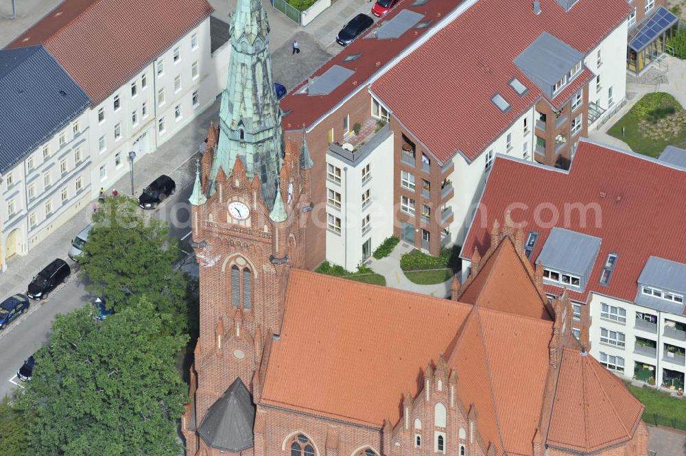 Aerial photograph Bernau - The Herz-Jesu church is a katholic church near the central station of Bernau. It was built between 1907 and 1908