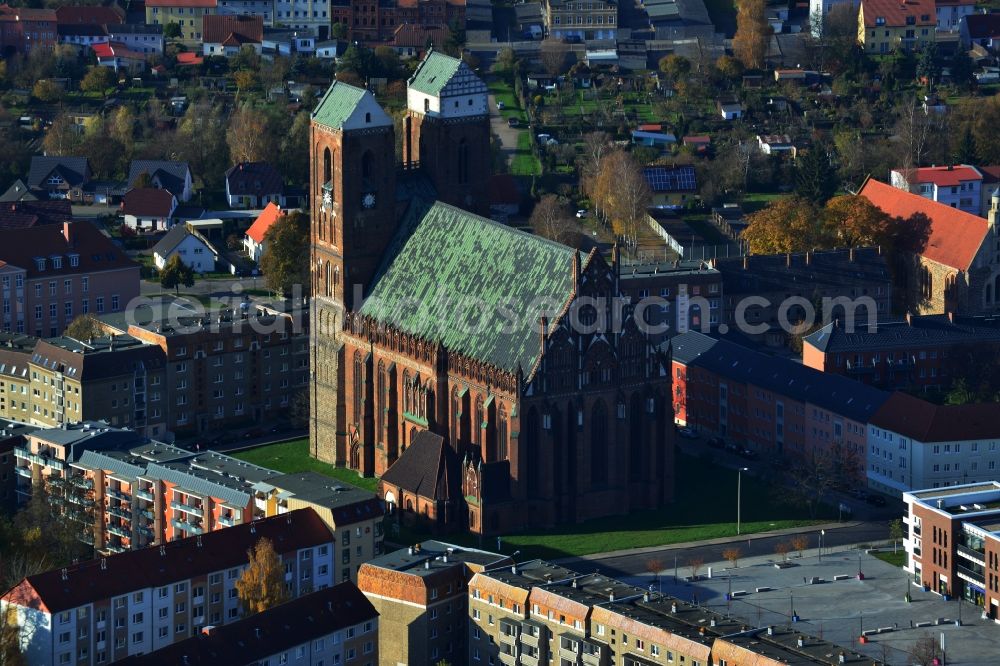 Prenzlau from above - Saint Marienkirche at the Marktberg in Prenzlau in Brandenburg