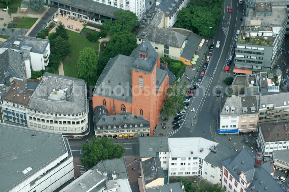 Aerial image Mainz - The Saint Quintins- church at the Schuster street in Mainz in Rhineland-Palatinate