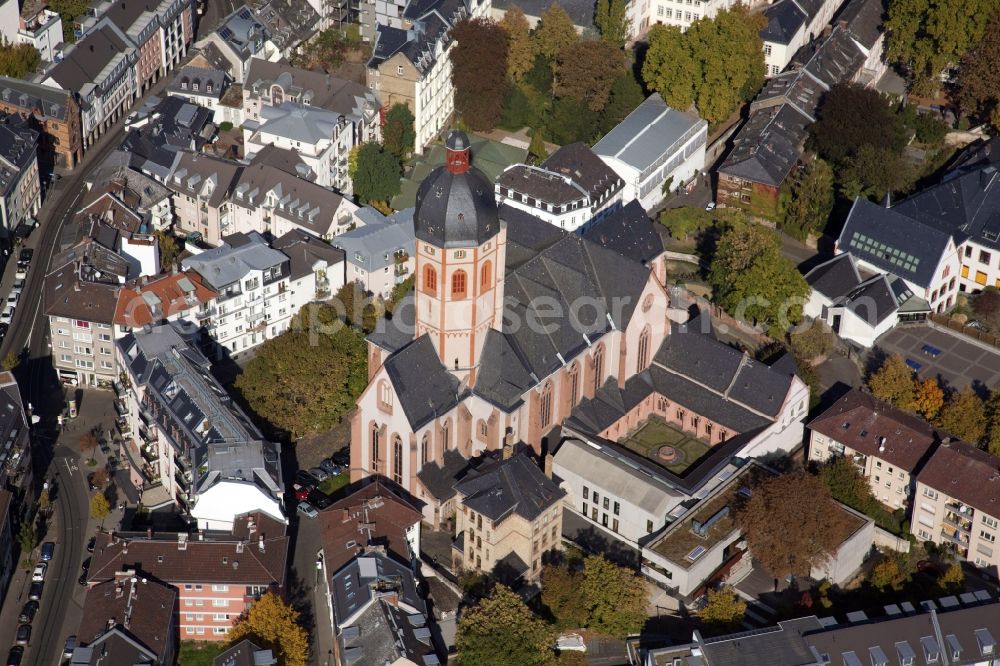 Aerial photograph Mainz - View the Catholic rectory St. Stephan with the Saint Stephan Church in Mainz in Rhineland-Palatinate