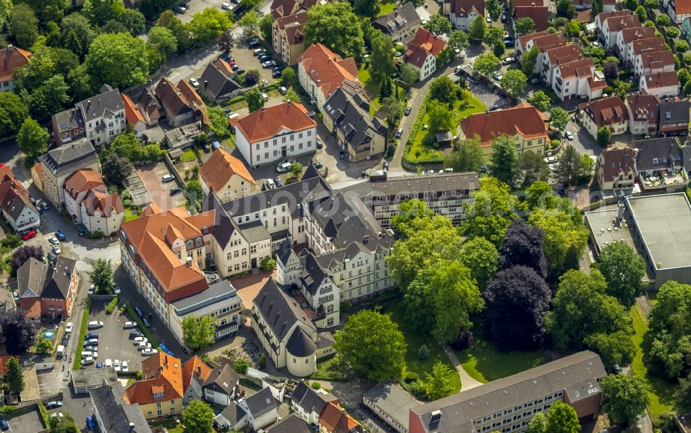 Aerial photograph Werl - St. Ursula pin Ursuline convent with other things, education center and the Walburgisheim in Werl in the state of North Rhine-Westphalia