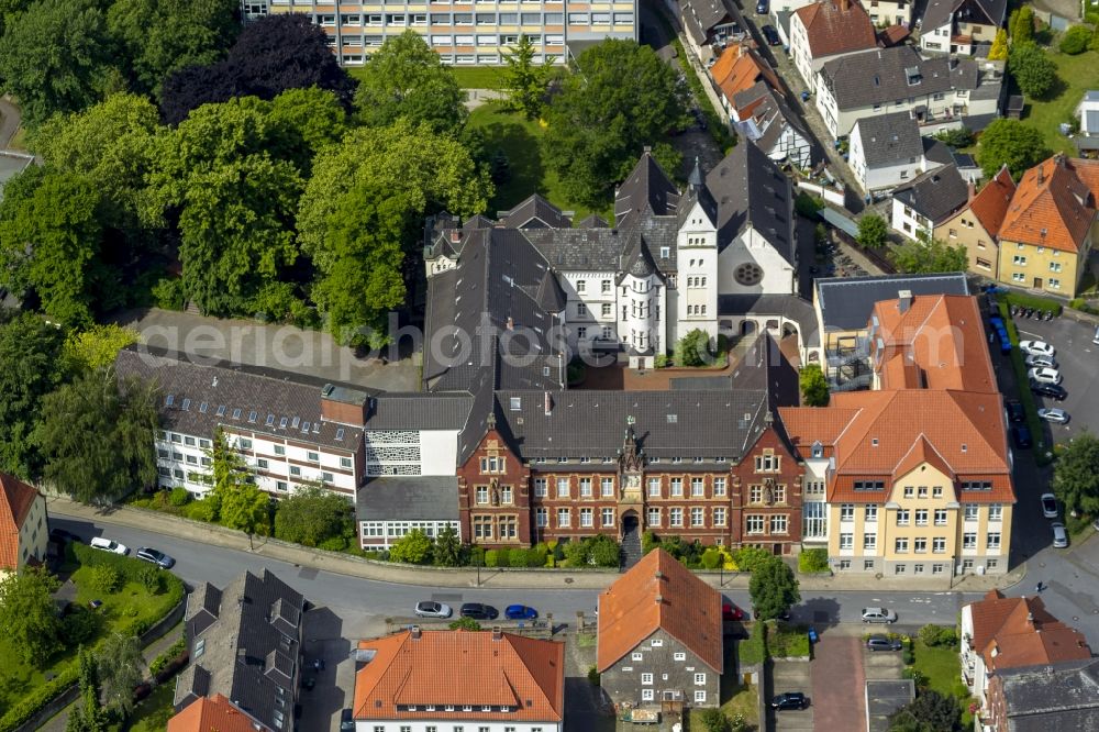 Werl from the bird's eye view: St. Ursula pin Ursuline convent with other things, education center and the Walburgisheim in Werl in the state of North Rhine-Westphalia