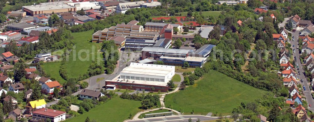 Bad Neustadt from above - Blick auf die Staatliche Realschule Werner von Siemens in Bad Neustadt am Rhönblick 17. View of the State Secondary school Werner von Siemens in Bad Neustadt.