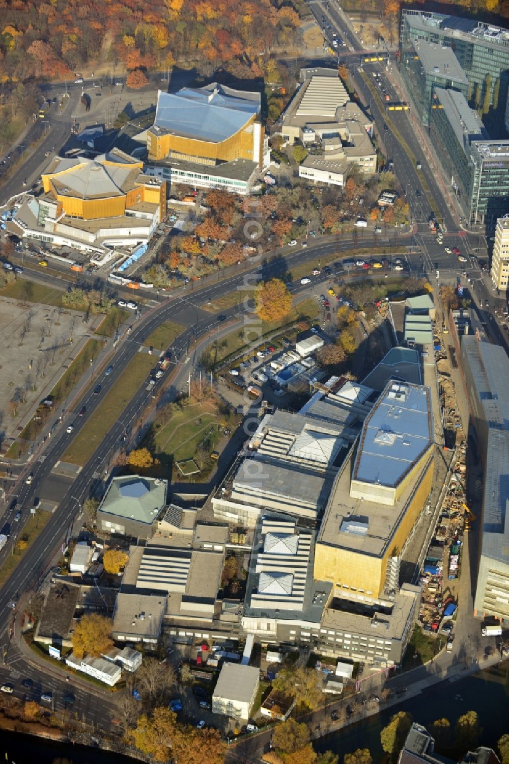 Berlin OT Tiergarten from above - View of the National Library Berlin and the Theatre am Potsdamer Platz