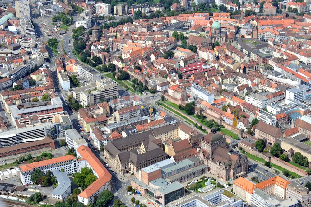 Nürnberg from the bird's eye view: The Staatstheater Nürnberg is a theatre building in Nuremberg. One of the largest theatres in Germany, it is housed in the Opernhaus Nürnberg, built from 1903 to 1905 in the Art Nouveau by the architect Heinrich Seeling