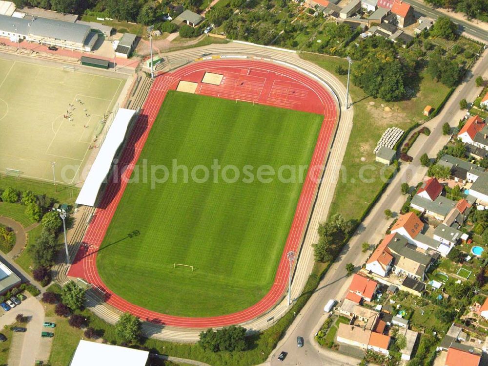 Sandersdorf/ Bitterfeld from above - Blick auf Stadien von San dersdorf bei Bitterfeld. Zscherndorfer Strasse 15, 06792 San dersdorf