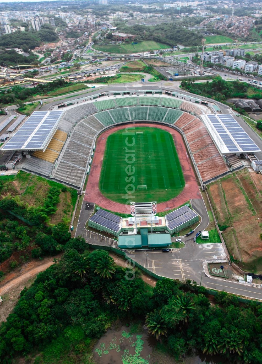 Salvador from above - Stadium of Arena Estadio de Pituacu in Salvador in the state of Bahia in Brazil