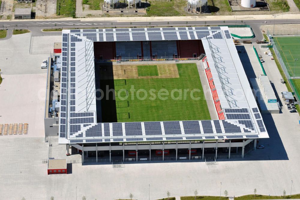 Aerial image Ingolstadt - Fußballstadion Audi Sportpark auf dem ehemaligen Bayernoil-Gelände in Ingolstadt / Bayern. Das Stadion ist Heimspielstätte des FC Ingolstadt 04. Stadium Audi Sportpark in Ingolstadt / Bavaria.