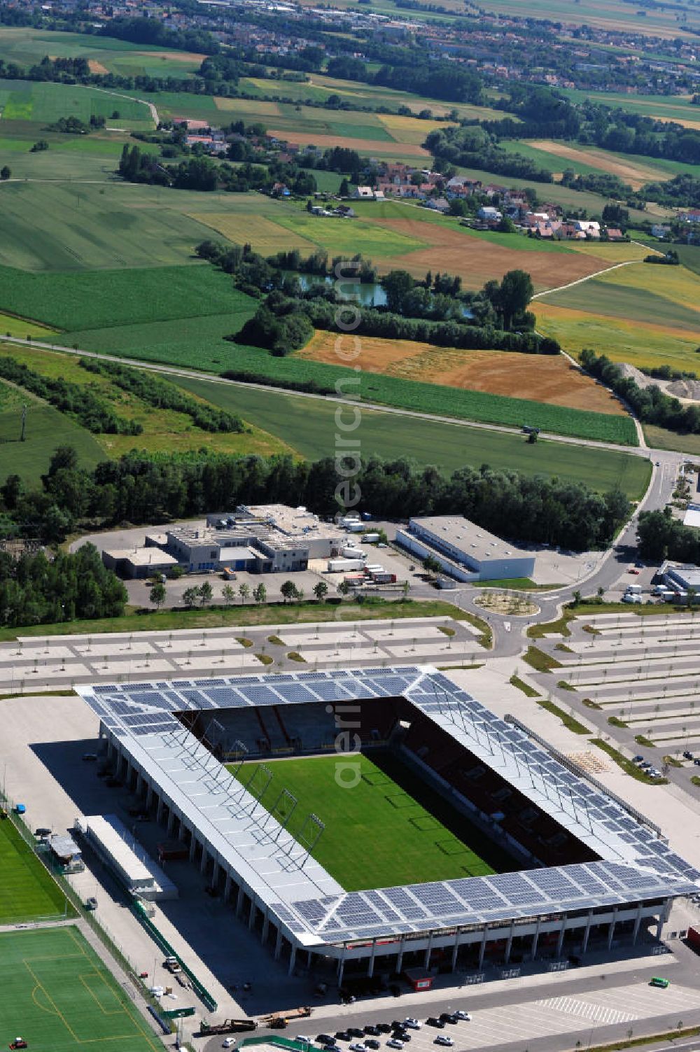 Aerial photograph Ingolstadt - Fußballstadion Audi Sportpark auf dem ehemaligen Bayernoil-Gelände in Ingolstadt / Bayern. Das Stadion ist Heimspielstätte des FC Ingolstadt 04. Stadium Audi Sportpark in Ingolstadt / Bavaria.