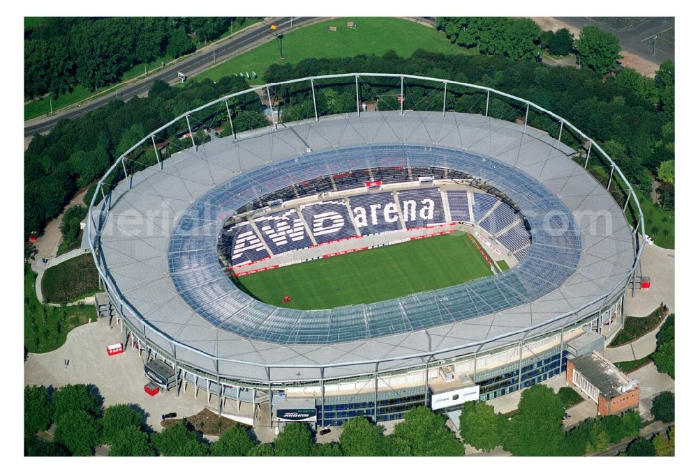 Aerial photograph Hannover - AWD- Arena stadium in Calenberger Neustadt district of Hanover, in Lower Saxony