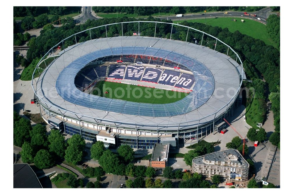 Aerial image Hannover - AWD- Arena stadium in Calenberger Neustadt district of Hanover, in Lower Saxony