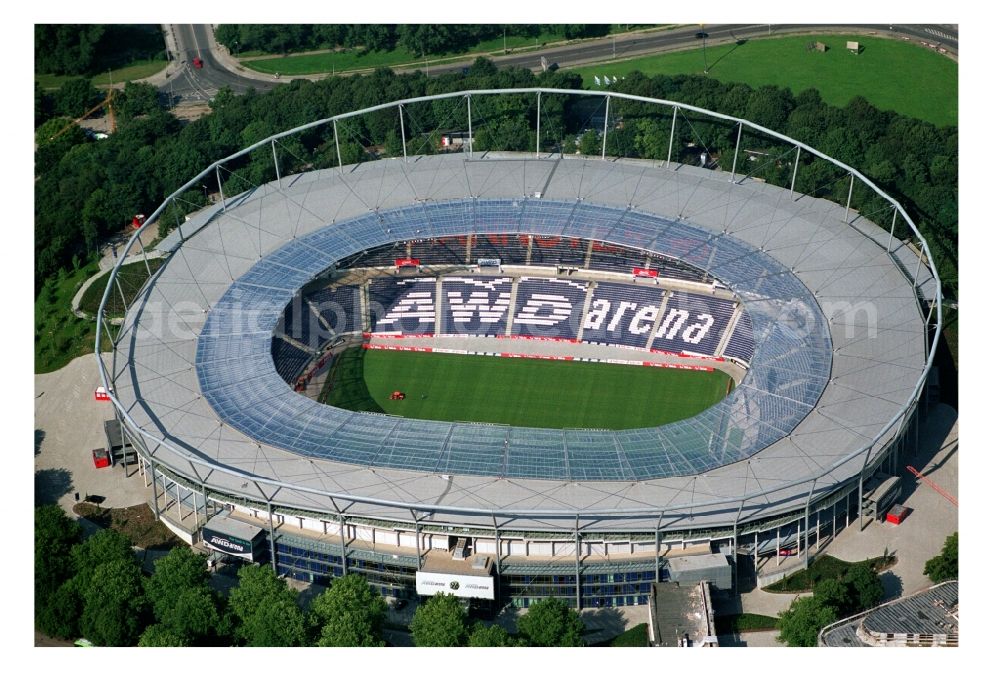 Aerial photograph Hannover - AWD- Arena stadium in Calenberger Neustadt district of Hannover, in Lower Saxony