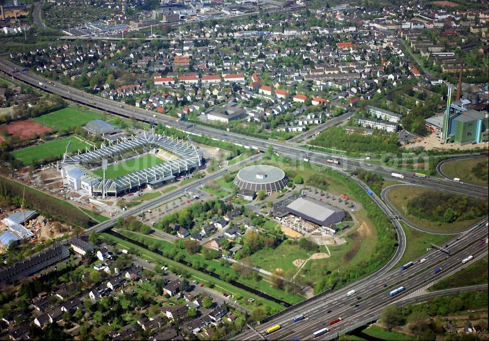 Leverkusen from above - BayArena stadium of Bayer 04 Leverkusen in North Rhine-Westphalia