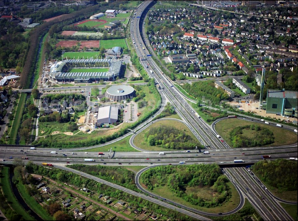 Leverkusen from the bird's eye view: BayArena stadium of Bayer 04 Leverkusen in North Rhine-Westphalia