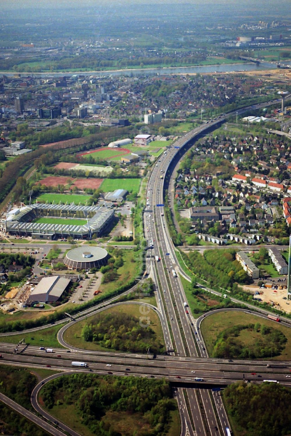 Aerial image Leverkusen - BayArena stadium of Bayer 04 Leverkusen in North Rhine-Westphalia