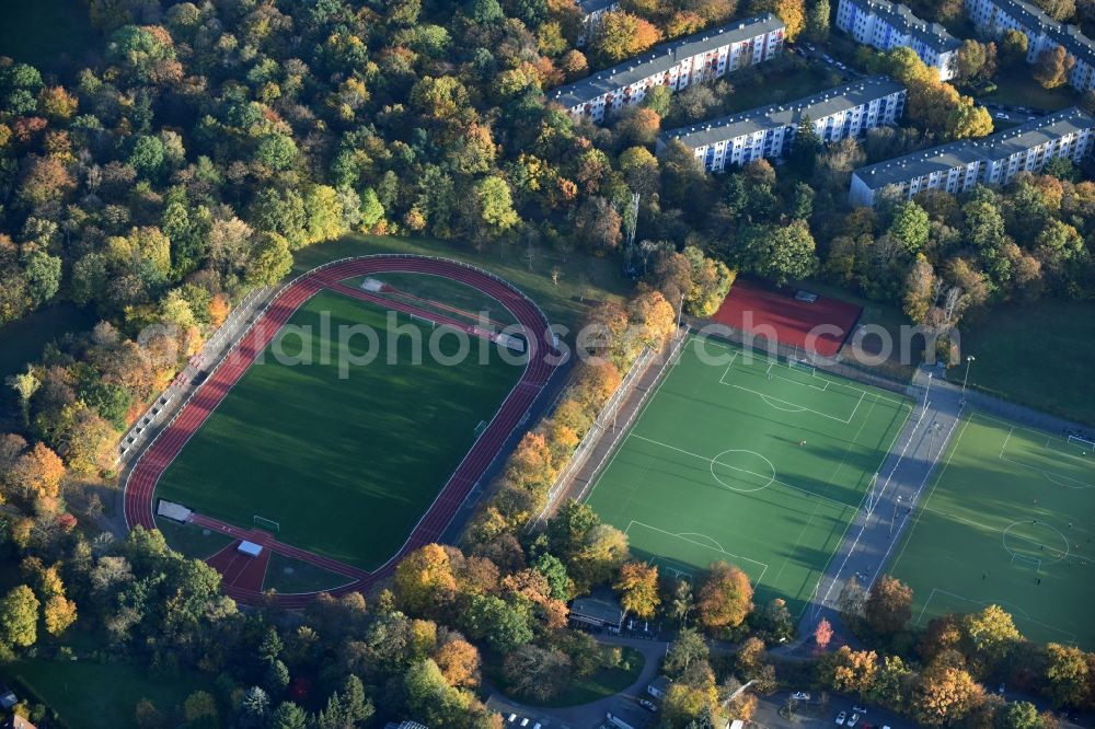 Berlin from above - Football stadium Stadion Britz- South on Buckower Damm in Berlin