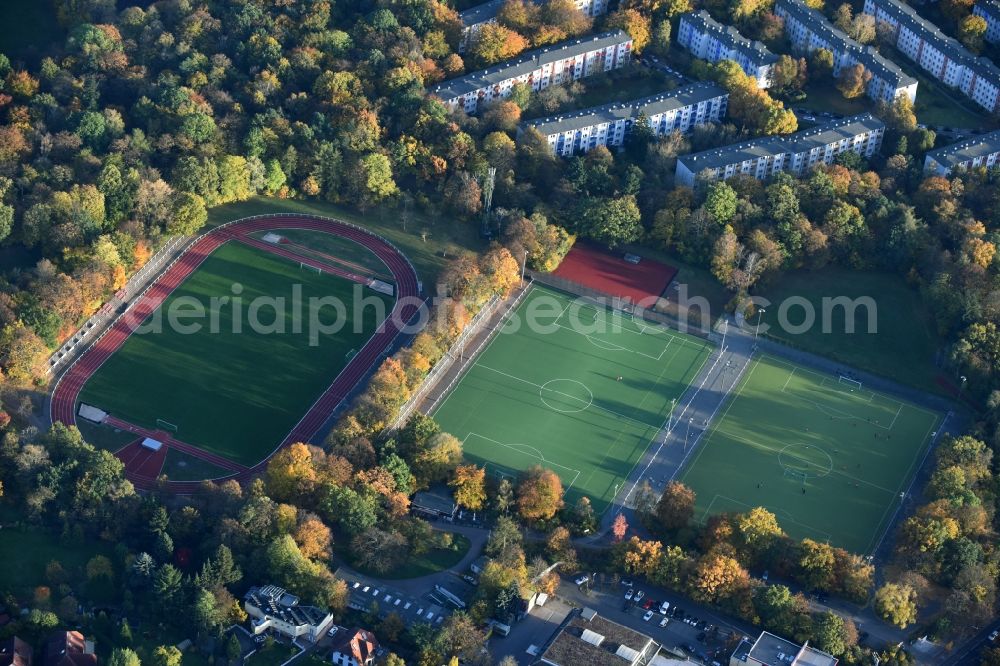 Aerial image Berlin - Football stadium Stadion Britz- South on Buckower Damm in Berlin