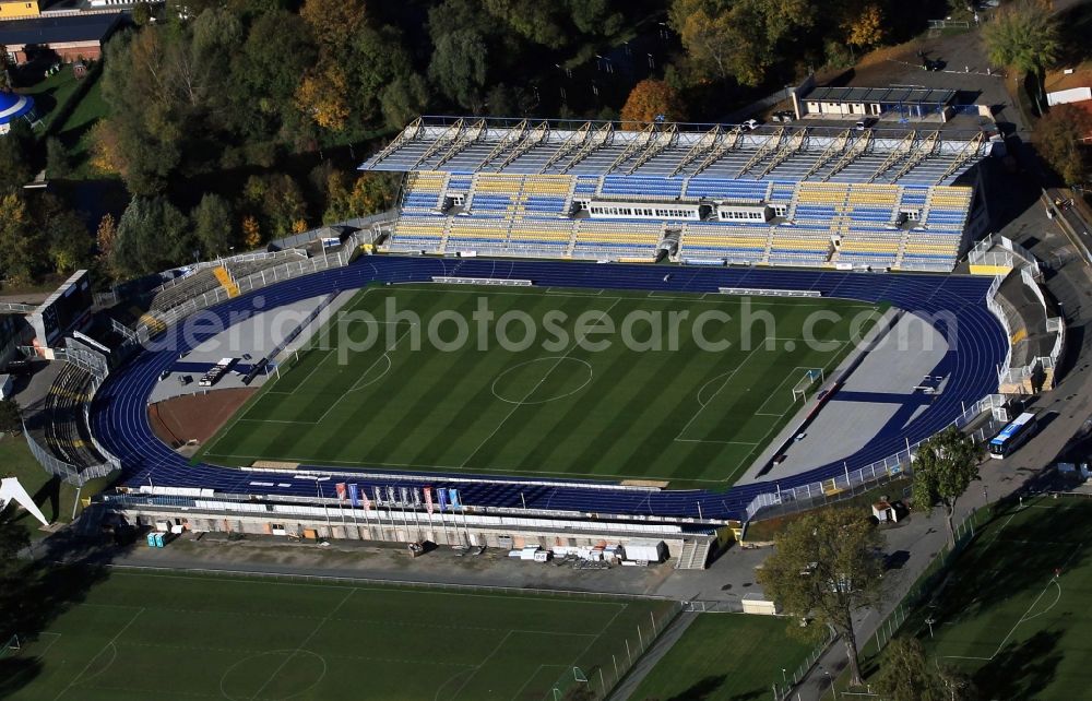 Jena from above - Stadium of FC Carl Zeiss on the Ernst Abbe Sportfeld Jena in Thuringia