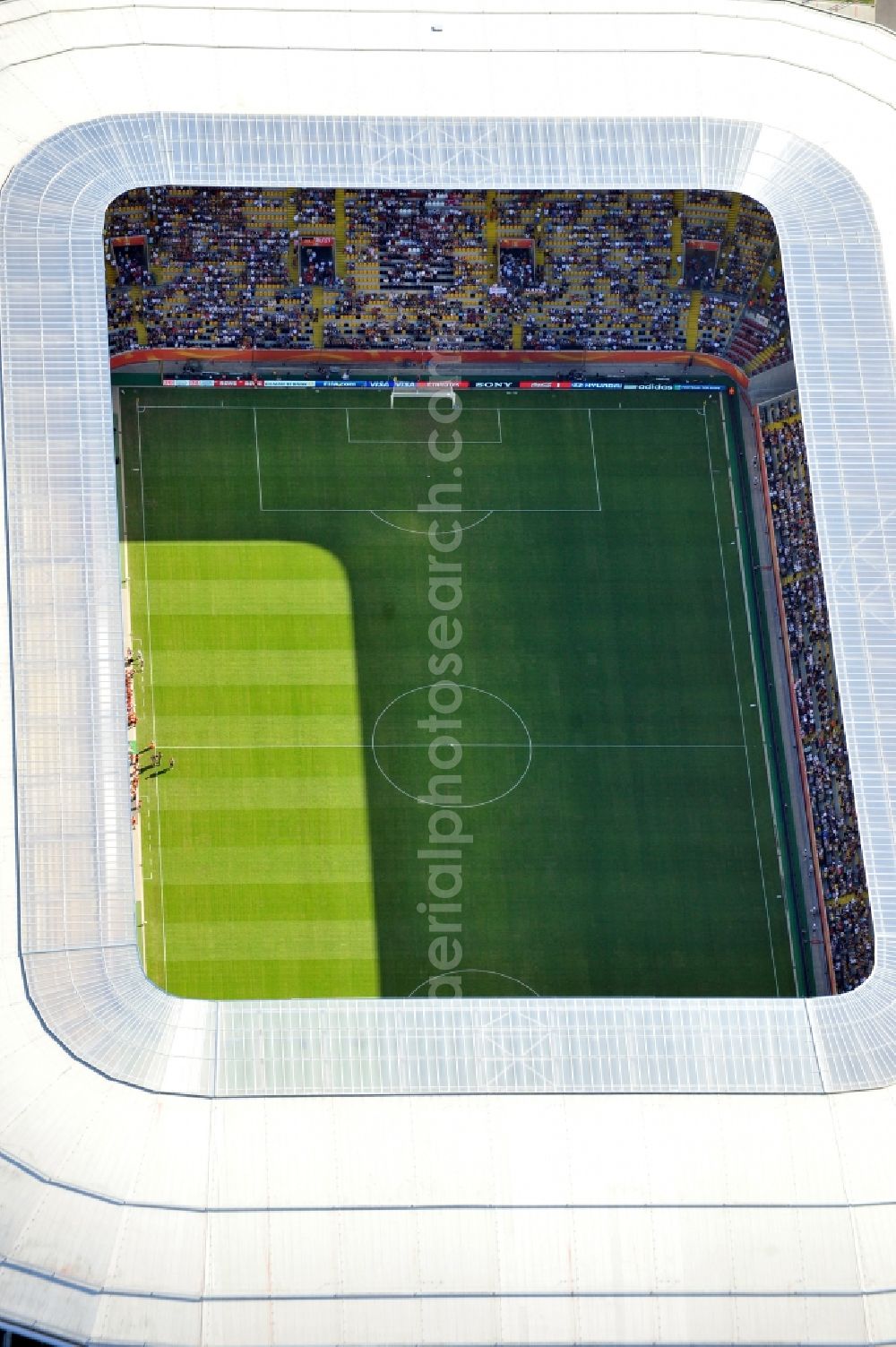 Dresden from above - View of the stadium in Dresden in the state Saxony. The football stadium had to Lennéstreet over time the name of Rudolf-Harbig-Stadion, Dynamo Stadium and Gluecksgas Stadium