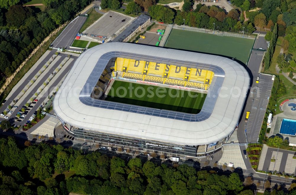 Dresden from above - View of the stadium in Dresden in the state Saxony