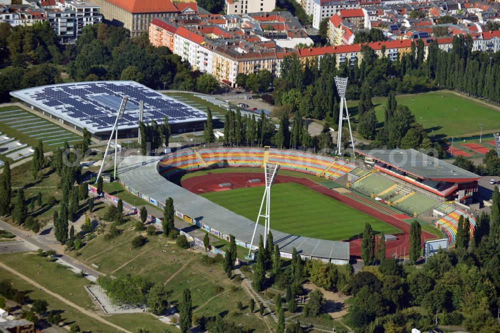 Berlin Prenzlauer Berg from above - Stadium at the Friedrich-Ludwig-Jahn-Sportpark in Berlin Prenzlauer Berg