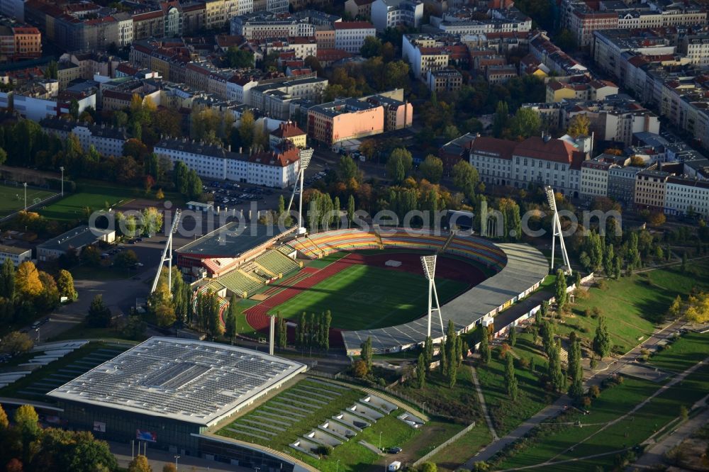 Aerial photograph Berlin Prenzlauer Berg - Stadium at the Friedrich-Ludwig-Jahn-Sportpark in Berlin Prenzlauer Berg