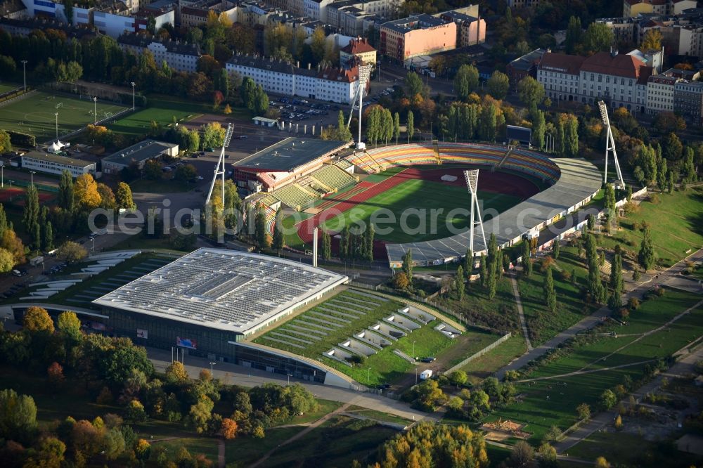 Berlin Prenzlauer Berg from above - Stadium at the Friedrich-Ludwig-Jahn-Sportpark in Berlin Prenzlauer Berg