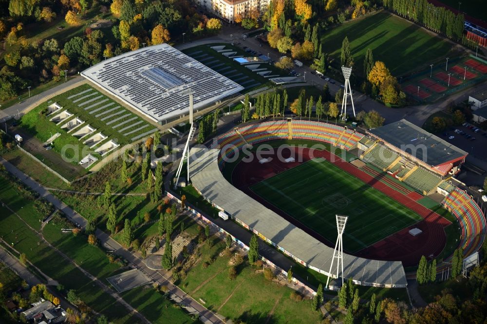 Aerial photograph Berlin Prenzlauer Berg - Stadium at the Friedrich-Ludwig-Jahn-Sportpark in Berlin Prenzlauer Berg