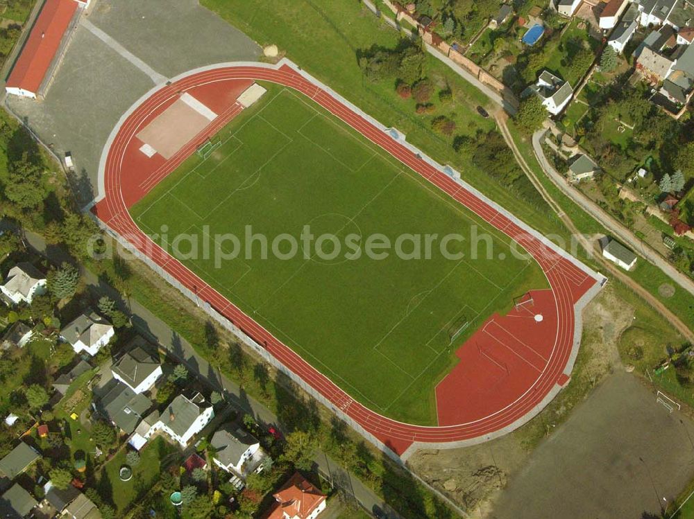 Geithain from the bird's eye view: Blick auf das Stadion am Paul-Günther-Platz, Paul-Günther-Platz, 04643 Geithain, Anschrift: Geschäftsstelle, Paul-Günther-Platz, 04643 Geithain, Tel: 034341/42 558