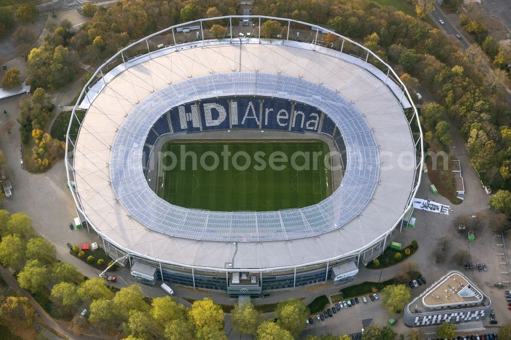 Aerial photograph Hannover - HDI Arena stadium in Calenberger Neustadt district of Hanover, in Lower Saxony