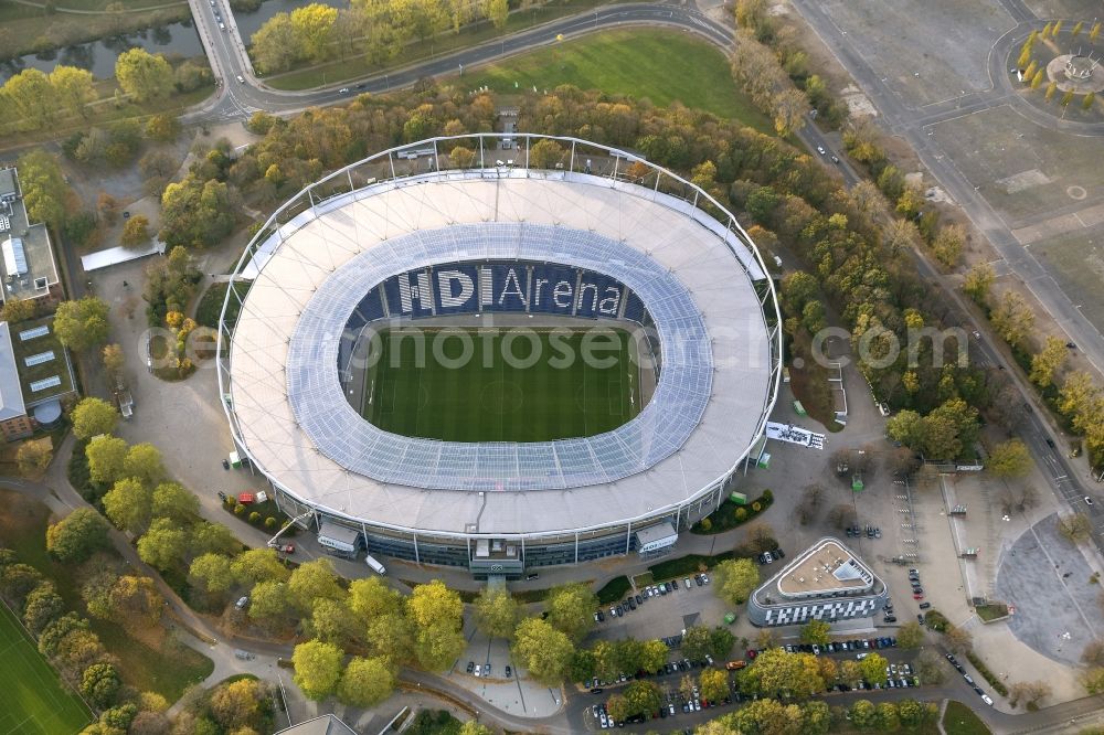 Hannover from above - HDI Arena stadium in Calenberger Neustadt district of Hanover, in Lower Saxony