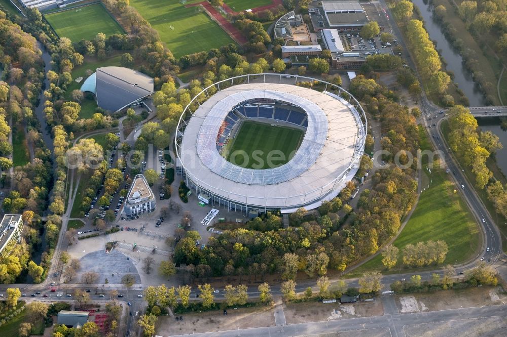 Hannover from above - HDI Arena stadium in Calenberger Neustadt district of Hanover, in Lower Saxony