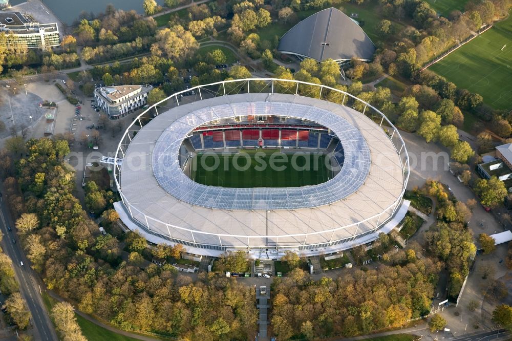 Hannover from above - HDI Arena stadium in Calenberger Neustadt district of Hanover, in Lower Saxony