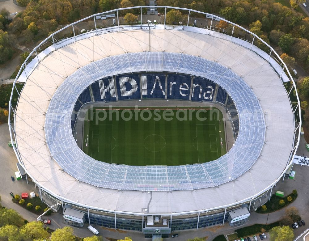 Aerial photograph Hannover - HDI Arena stadium in Calenberger Neustadt district of Hanover, in Lower Saxony