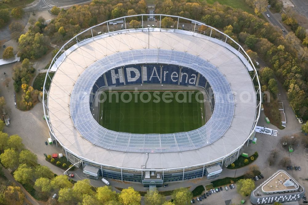 Hannover from above - HDI Arena stadium in Calenberger Neustadt district of Hanover, in Lower Saxony