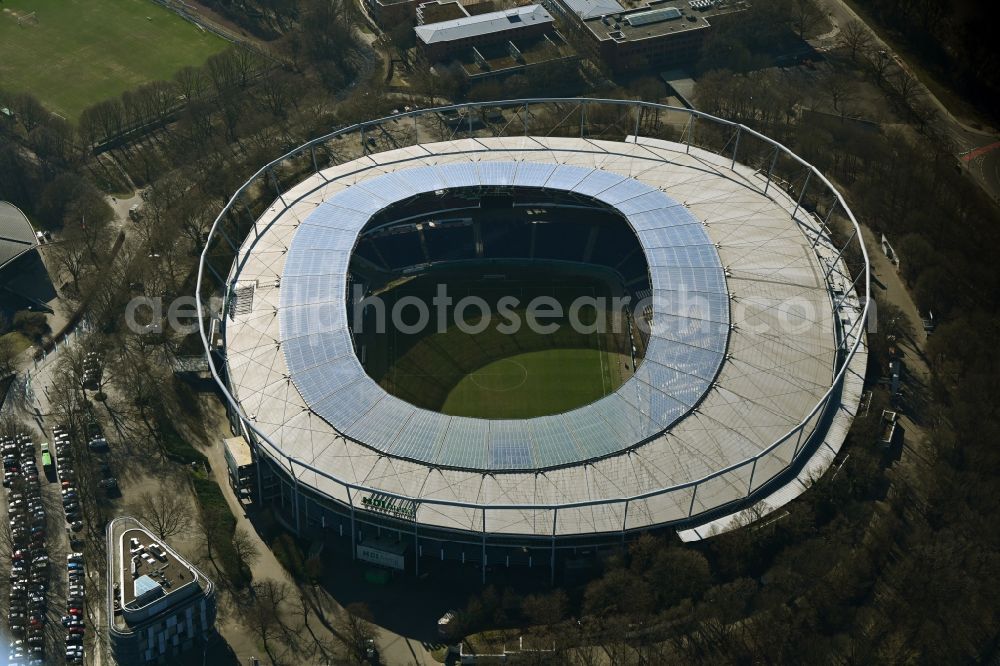 Aerial image Hannover - HDI Arena stadium in Calenberger Neustadt district of Hanover, in Lower Saxony