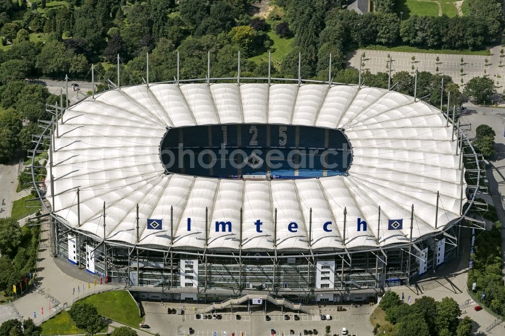 Aerial image Hamburg - The stadium Imtech-Arena is the home ground of German Bundesliga club HSV