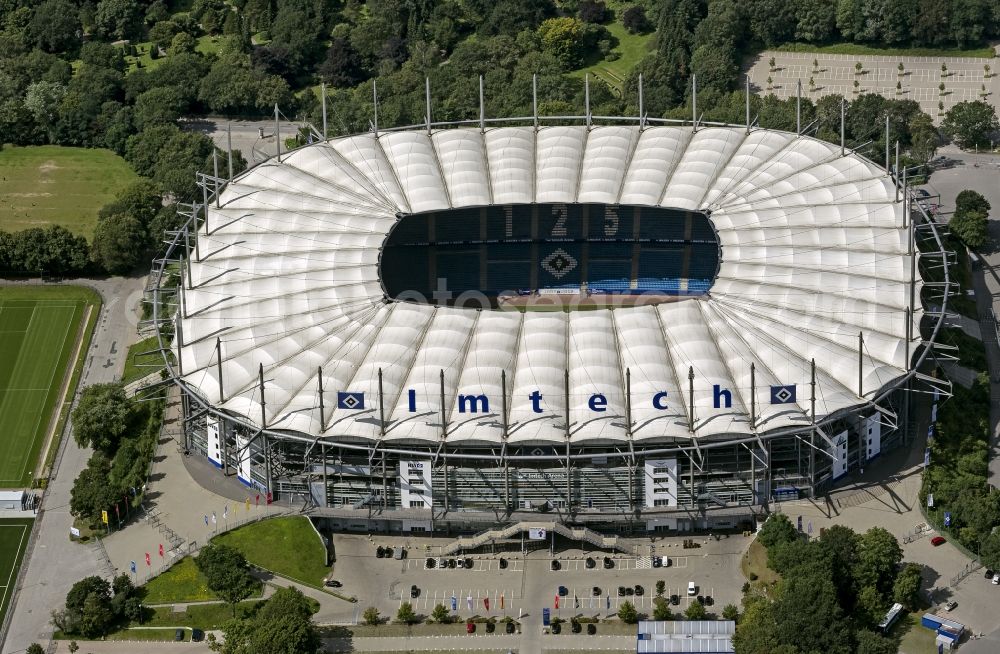 Aerial photograph Hamburg - The stadium Imtech-Arena is the home ground of German Bundesliga club HSV