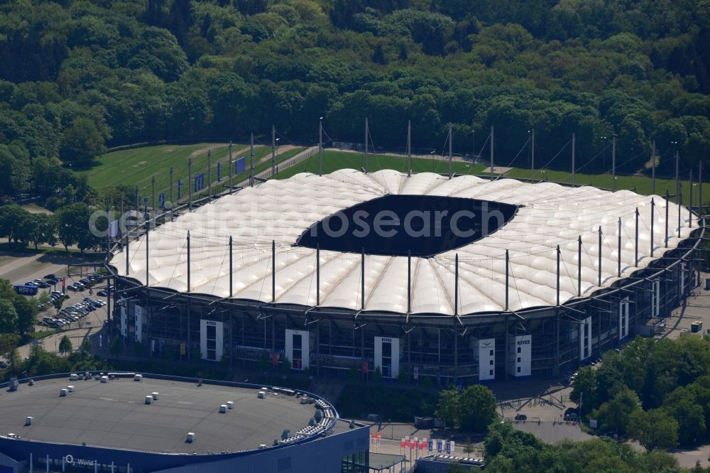 Hamburg from above - The stadium Imtech-Arena is the home ground of German Bundesliga club HSV