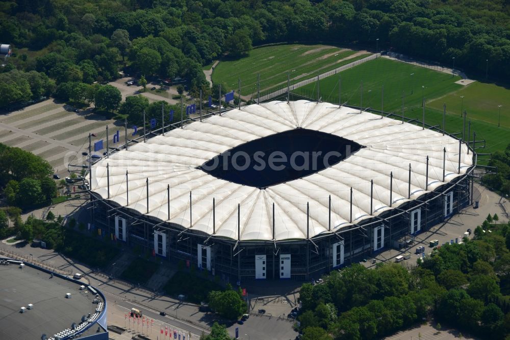 Aerial photograph Hamburg - The stadium Imtech-Arena is the home ground of German Bundesliga club HSV